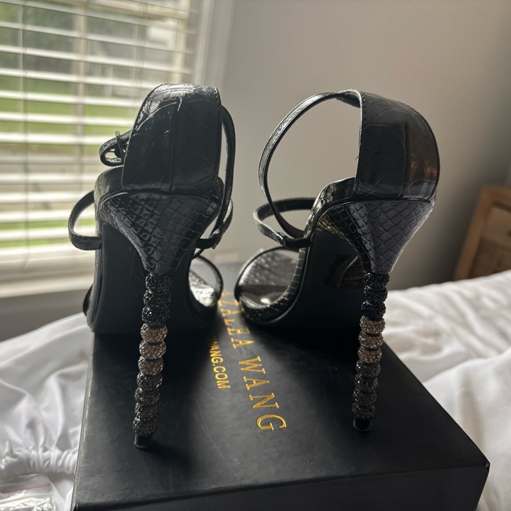 Elegant Black Lace-Up Stiletto Heels